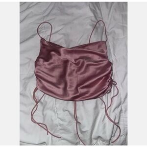 Shein Sz S Satin Crop Camo Tank Top Pretty Mauve Pink